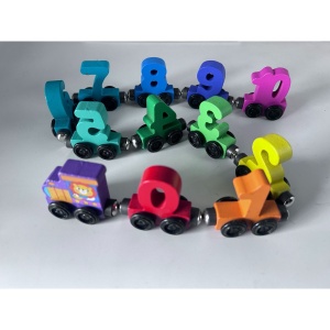 🌈Oferta Zilei❗Trenulet educativ din Lemn, Magnetic, Model Cifre, 62 cm, 12 piese #JJ5537 - Img 5