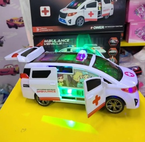 Ambulanta cu Lumini 3D, Muzica, Usi care se deschid si Functie de Rotire 23 cm #JJ5467 - Img 7