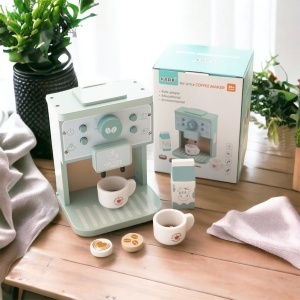 Aparat de Cafea Interactiv cu capsule si 7 Accesorii, din Lemn pentru Joc de Rol, KABI, nunate Pastel #JJ5666 - Img 10