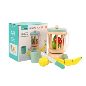Blender cu Fructe de Taiat si Accesorii, din Lemn, Joc de Rol, KABI, nunate Pastel #JJ5668 - Img 2