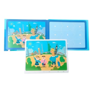 Carte interactiva Quiet Book Montessori, piese cu scai reutilizabile, In jurul Lumii, 10 pagini, #JJ5664 - Img 4
