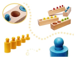 Joc 4 Sortatoare din Lemn cu 20 Cilindrii colorati, tip Montessori #JJ5147 - Img 4