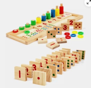 Joc logaritmic matematic Montessori multifuncțional din lemn #JJ5014 - Img 1