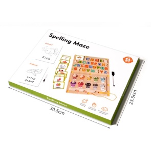 Joc Montessori 5 in 1 din Lemn, Sortare culori, Alfabet, Cuvinte, Desen, Operatii, cu Creion Magnetic si Marker #JJ5209 - Img 10