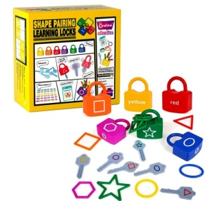 Joc Montessori cu lacăte, chei și forme geometrice #JJ5019 - Img 1