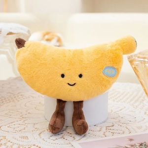 Jucarie de Plus Banana pufoasa cu fata zambitoare, 18 cm, #JJ5577