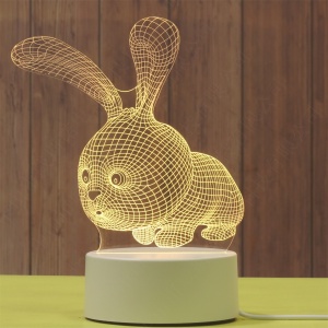 Lampa LED 3D, Model Iepuras, USB si baterii, Acril, cu Telecomanda, Lumina Multicolora, 20 cm #JJ5333 - Img 5