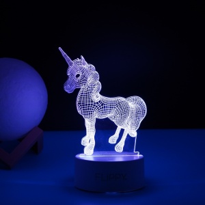 Lampa LED 3D, Model Unicorn, USB si baterii, Acril, cu Telecomanda, Lumina Multicolora, 20 cm #JJ5332 - Img 2