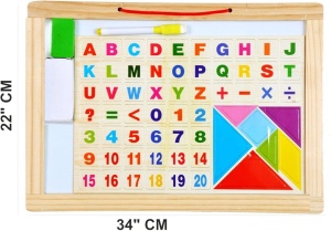Placa cu 61 magneti detasabili litere, numere, simboluri, tangram pentru tablita magnetica #JJ5021 - Img 2