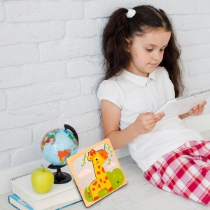 Puzzle 3D din Lemn Model Girafa, 4 piese, tip Montessori #JJ5591 - Img 4