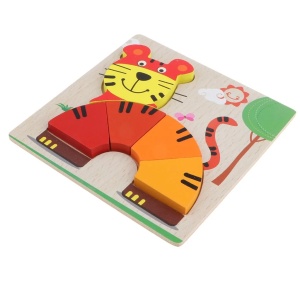 Puzzle 3D din Lemn Model Tigru, 5 piese, tip Montessori #JJ5637 - Img 4