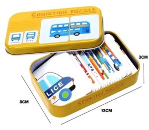 Puzzle cognitiv asociere în cutie de metal, Mijloace de transport, 32 piese #JJ5025 - Img 2