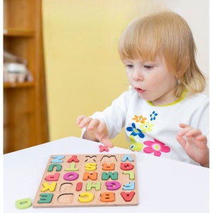Puzzle incastru educativ 3D din lemn - Alfabet: Litere Mari #JJ5106 - Img 7
