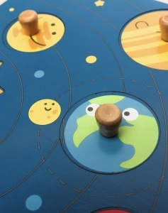 Puzzle Incastru Montessori din Lemn cu Maner: Sistemul Solar, 9 piese #JJ5325 - Img 8