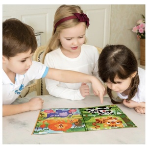 Puzzle Magnetic tip Carte, Progresiv 9,16,20,24 piese, Animale in Jungla, 4 in 1 #JJ5453 - Img 3