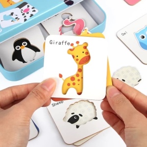 Puzzle Montessori de asociere în cutie metalică Guess Who I Am, Animale, 24 piese #JJ5023 - Img 3