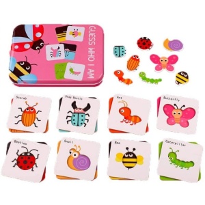 Puzzle Montessori de asociere în cutie metalică Guess Who I Am: Insecte, 24 piese #JJ5084 - Img 1