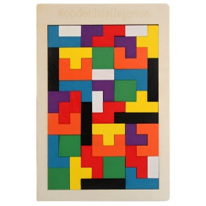 Puzzle Montessori din Lemn tip Tetris cu Forme Neregulate , 3D, 40 piese #JJ5532 - Img 6