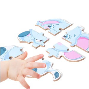 Set 6 Puzzle din carton, Model Animale, Piese Mari, 6 in 1 #JJ5580 - Img 3