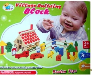 Set Cuburi de Construit din Lemn, Model Ferma, 48 piese, multicolor #JJ5405 - Img 5