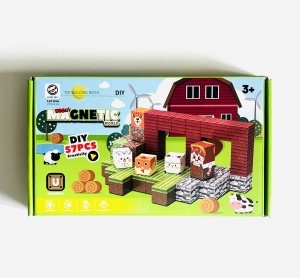 Set Cuburi Magnetice, Constructie 3D, 57 piese, Model Ferma #JJ5582