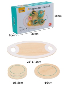 Set de ceai din lemn Afternoon Tea pentru joc de rol, 15 piese, nunate Pastel #JJ5104 - Img 7