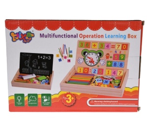 Set de educativ magnetic multifuncțional cu tablă dublă pt cretă și marker, numere, semne și bețișoare aritmetice #JJ5093 - Img 7
