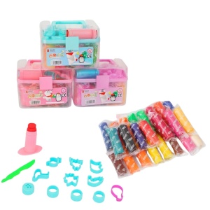 Set Plastilina Colorata 24 buc si Accesorii de Modelat in Gentuta #JJ5132
