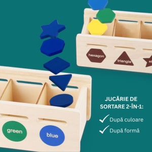 Sortator forme și culori din lemn tip Montessori #JJ5081 - Img 10