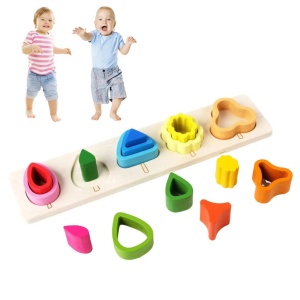 Sortator Multistrat tip Montessori cu Forme Asimetrice, Model Copaci, 16 piese #JJ5167 - Img 5
