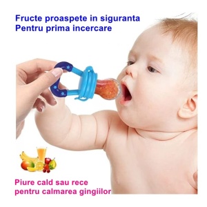 Suzeta diversificare/dentitie pentru fructe si piure proaspat, fara BPA, Albastru #JJ5614 - Img 4
