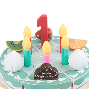 Tort Aniversar cu Velcro, Cifre 1-5 si Accesorii, din Lemn, Joc de Rol, KABI, nunate Pastel #JJ5669 - Img 4