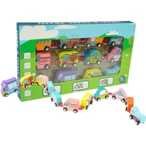 Trenuleț educativ din Lemn, Model Mijloace de Transport, 11 piese #JJ5275 - Img 4
