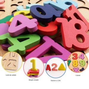 🌈Oferta zilei❗Puzzle Incastru Educativ 3D din Lemn - Numere 1-20 si Semne Matematice #JJ5049 - Img 9