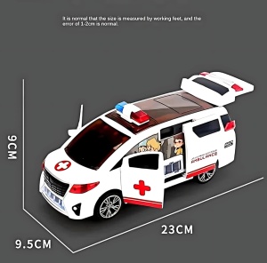 Ambulanta cu Lumini 3D, Muzica, Usi care se deschid si Functie de Rotire 23 cm #JJ5467 - Img 4