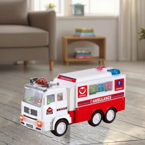 Ambulanta cu Lumini, Sunete si Functie de Rotire 26.8 cm #JJ5215 - Img 5