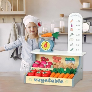 Aprozar cu Cantar si Legume din Lemn, Joc de Rol creativ, multicolor #JJ5143 - Img 10