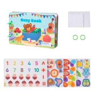 Carte interactiva Busy Book Montessori, piese cu scai reutilizabile, Model Invatare Cognitiva, 10 pagini #JJ5661 - Img 2