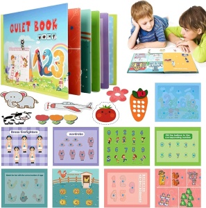 Carte interactiva Quiet Book Montessori, piese cu scai reutilizabile, Model Numere, 10 pagini, #JJ5658 - Img 2