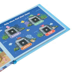 Carte interactiva Quiet Book Montessori, piese cu scai reutilizabile, Model Lumea Acvatica, 10 pagini, #JJ5659 - Img 4