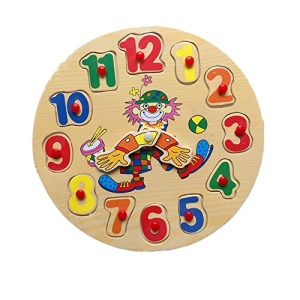 Incastru din lemn Ceas cu 12 numere pentru potrivit, 30 cm #JJ5411