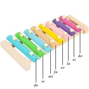 Instrument Muzical Xilofon din Lemn cu 8 note muzicale si 2 Bete de Percutie, Multicolor Pastel #JJ5531 - Img 3