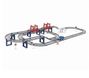 Joc de Constructie Circuit cu Masina Electrica Offroad, Lumini, Sunete si Pod suspendat#JJ5471 - Img 3