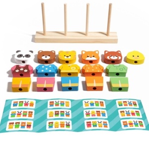 Joc Educativ din Lemn tip Montessori, Asociere Imbracaminte si Animale #JJ5563 - Img 3