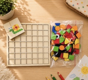 Joc Mozaic Puzzle din Lemn, 120 piese, tip Montessori #JJ5594 - Img 7