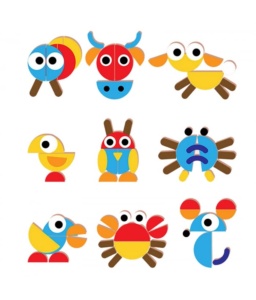 Joc Tangram Montessori din Lemn, 39 piese, Multicolor #JJ5454 - Img 3