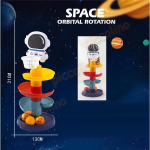 Joc Tobogan Spirala cu 4 Bile si 4 Etaje, Model Spatiul Cosmic, multicolor #JJ5429 - Img 2