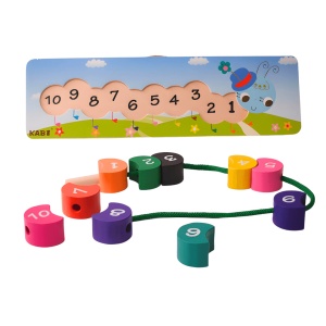 Jucarie Omida de Lemn cu Numere si Siret, 30 cm, Multicolor #JJ5412 - Img 5