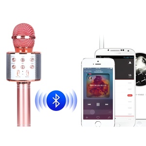 Microfon Karaoke pentru Copii, Bluetooth, Boxa Incorporata, Compatibil cu Orice Smartphone, Acumulator Integrat, Rose Gold #JJ5559 - Img 5