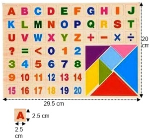 Placa cu 61 magneti detasabili litere, numere, simboluri, tangram pentru tablita magnetica #JJ5021